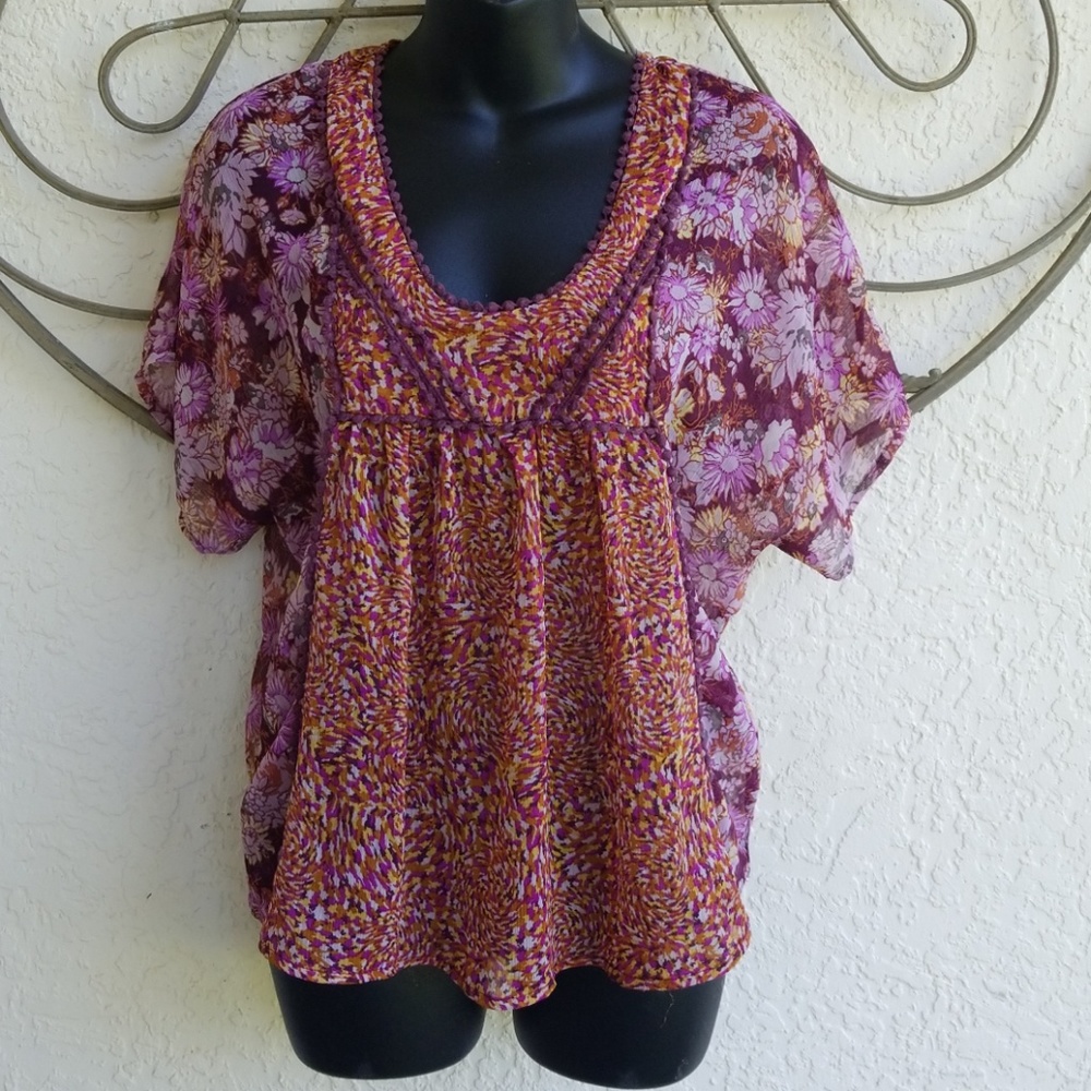 Women's sheer summer shirt top blouse small